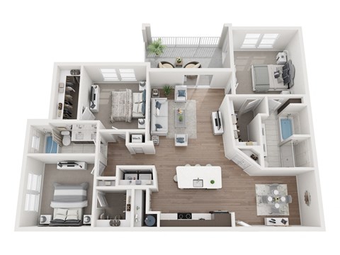 Floor plan for 3 beds, 2 baths, 1489 sqft